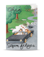 PN-733-postal casamento carro_mont